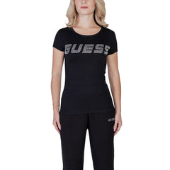 Image 4 : T-shirt Guess femme blanc logo, matière respirante coton-lycra pour confort quotidien — delvale