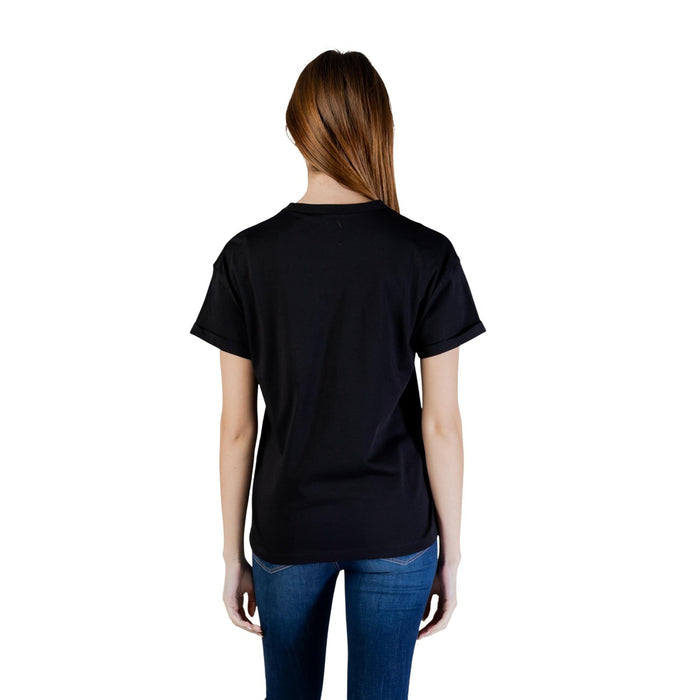 Image 3 : T-shirt Guess femme noir en coton col rond, vue de dos — delvale