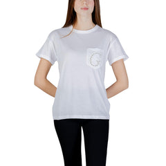 Image 4 : T-shirt Guess femme noir en coton col rond, vue portée — delvale