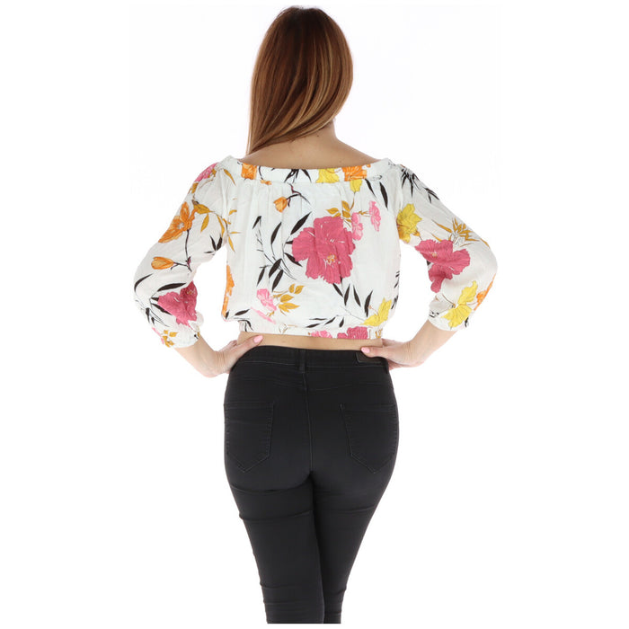 Image 3 : Vue d'ensemble du haut Guess femme blanc motif floral avec coupe élégante manches longues — delvale