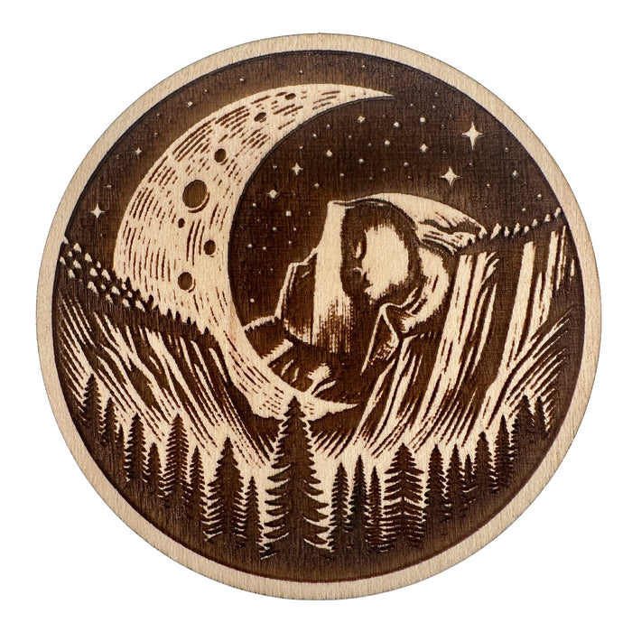 Half Dome Yosemite maple wood souvenir magnet, laser-cut and made in USA
