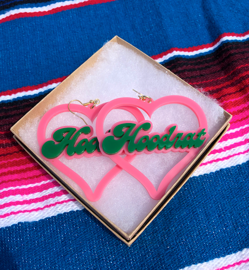 Hoodrat Pink & Green Acrylic Earrings