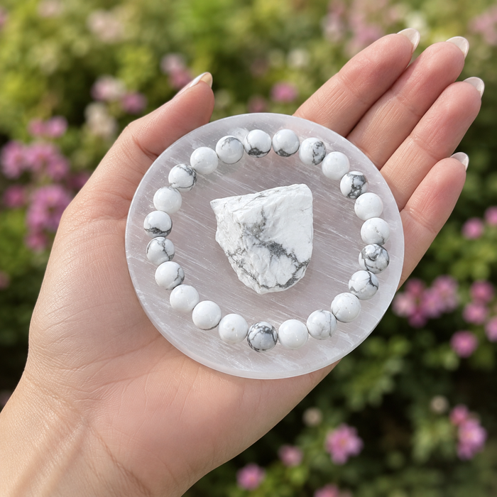 Howlite Crystal Gift Set For Emotional Support and Protection, Real Polished Gemstones.