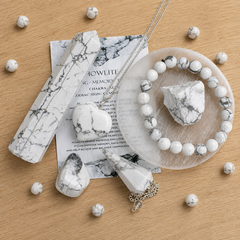 Howlite Crystal Gift Set For Emotional Support and Protection, Real Polished Gemstones.