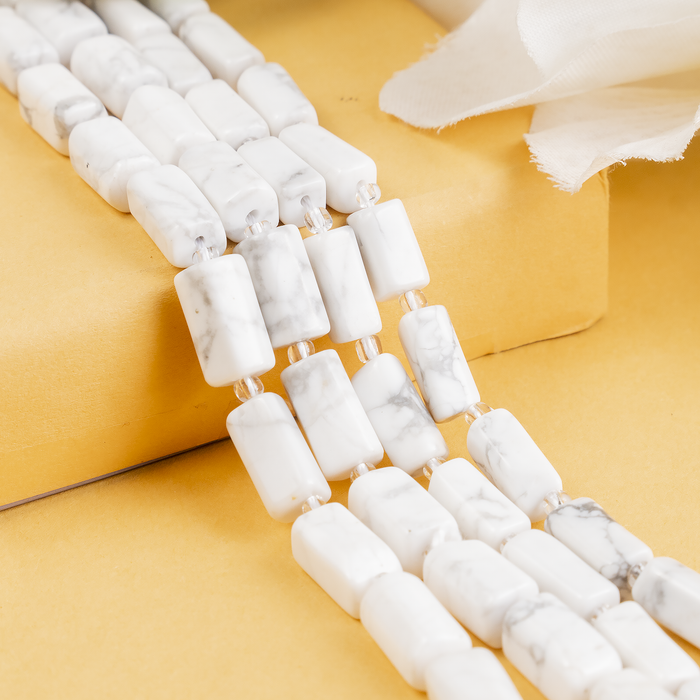 Howlite Gemstone Pipe Bead, Crystal Healing Tube Beads.