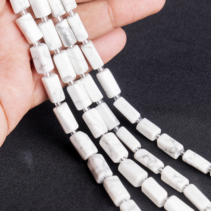 Howlite Gemstone Pipe Bead, Crystal Healing Tube Beads.
