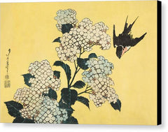 Hydrangea and Swallow - Canvas Print