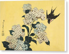 Hydrangea and Swallow - Canvas Print