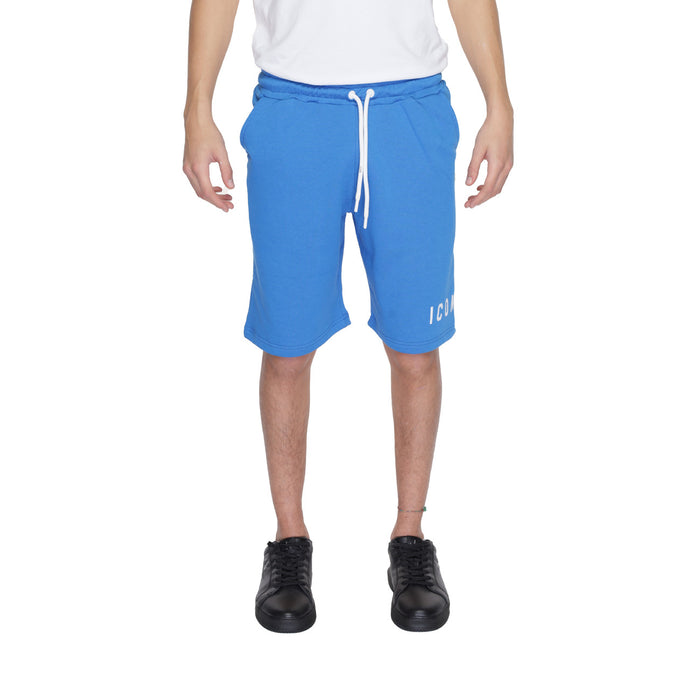Image 1 : Bermuda homme Icon bleu azur en coton avec fermeture lacets — delvale