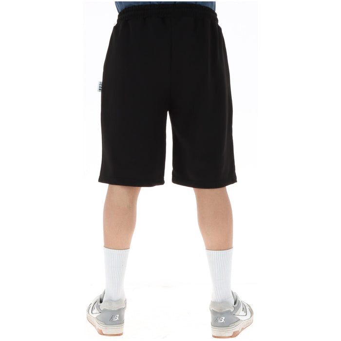 Image 2 : Vue de face du short de jogging Icon homme noir, taille élastique avec cordon de serrage noir et étiquette Icon sur le côté — Delvale