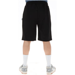 Image 2 : Vue de face du short de jogging Icon homme noir, taille élastique avec cordon de serrage noir et étiquette Icon sur le côté — Delvale