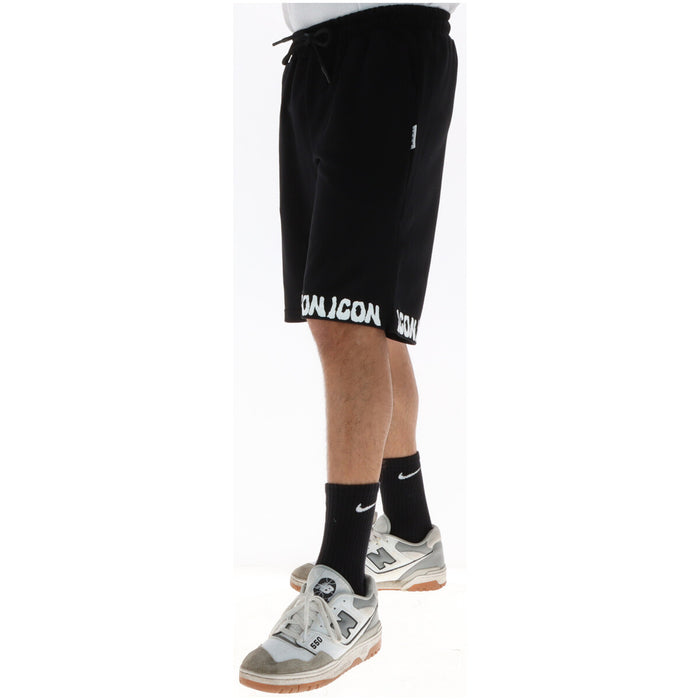 Image 3 : Vue complète du bermuda Icon homme noir imprimé, style casual premium — delvale
