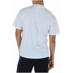 Image 2 : Vue de face du t-shirt Icon homme blanc à encolure ronde avec imprimé bold rouge et noir — Delvale
