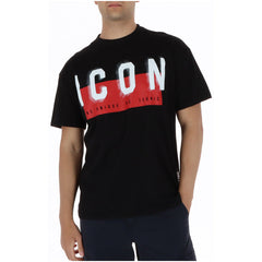 Image 4 : T-shirt Icon homme blanc porté avec un bas sombre, étiquette Icon visible sur le côté bas du vêtement — Delvale