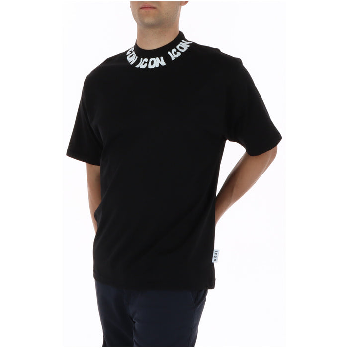 Image 3 : T-shirt Icon homme noir coupe oversize, vue légèrement de côté mettant en valeur la silhouette décontractée — Delvale