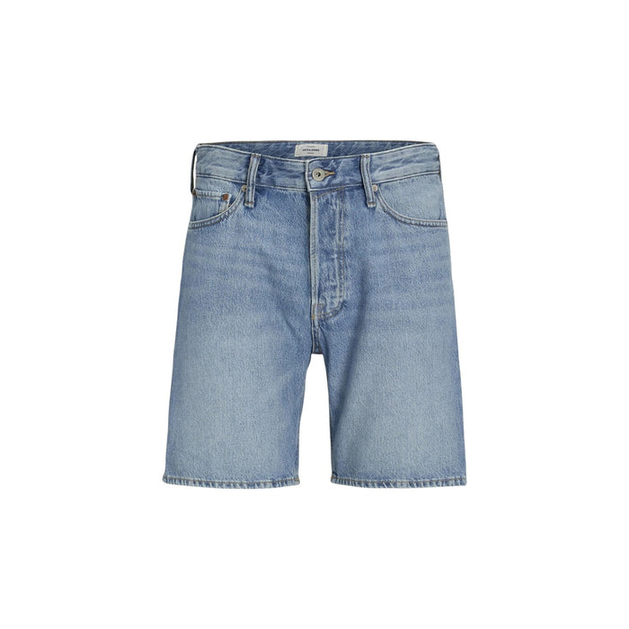 Image 1 : Bermuda homme Jack & Jones bleu azur, vue de face, fermeture zip et bouton — delvale