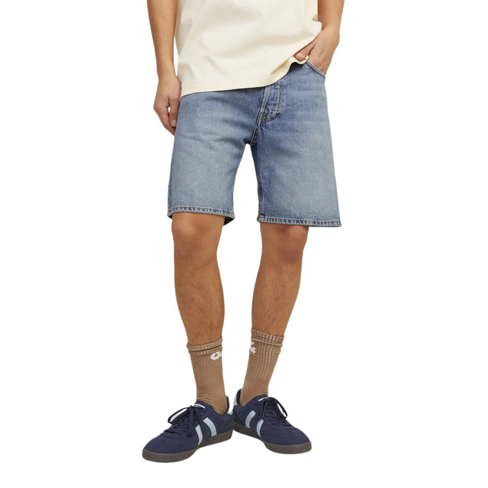 Image 3 : Bermuda homme Jack & Jones bleu azur, détail tissu coton-polyester et finitions — delvale