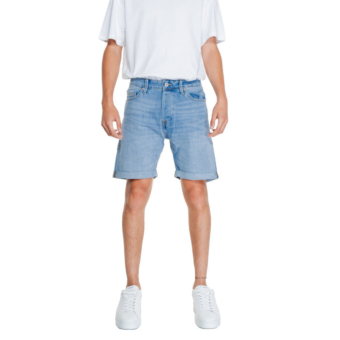 Image 1 : Bermuda homme Jack & Jones bleu avec fermeture zip et bouton, vue face — delvale