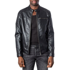 Image 1 : Jack & Jones jaquette homme noire fermeture éclair manches longues vue de face — delvale