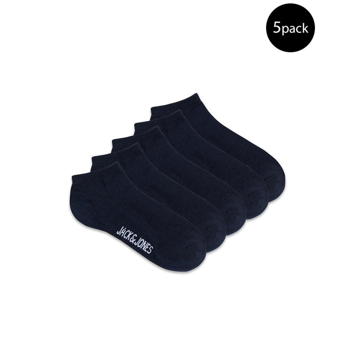 Image 1 : Lot de 5 paires de chaussettes basses homme Jack & Jones coloris marine, vue d'ensemble empilées — Delvale