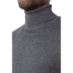 Image 3 : Pull homme Jack & Jones bleu col montant, vue dos et coupe — delvale