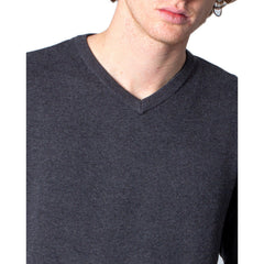 Image 3 : Détail encolure en V du pull homme Jack & Jones gris — delvale