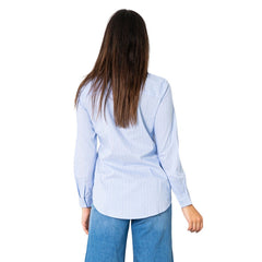 Image 2 : Détail chemise bleu azur rayée Jacqueline De Yong, coupe classique — delvale