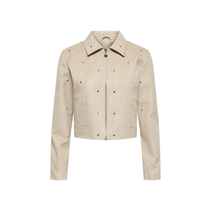 Image 1 : Veste beige femme Jacqueline De Yong col classique fermeture éclair — delvale