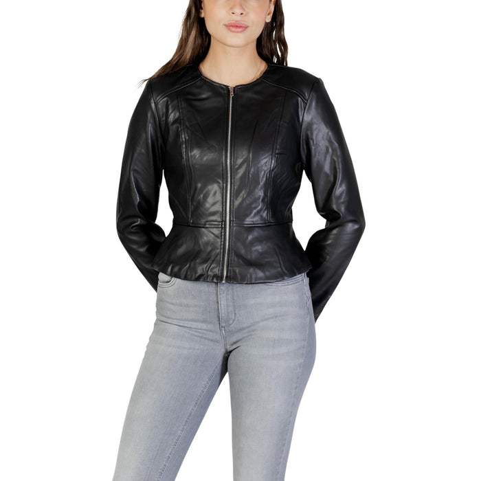 Image 1 : Veste noire femme Jacqueline De Yong avec fermeture éclair centrale et manches longues — delvale