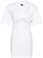 JACQUEMUS White La Robe Twist Front Cut-Out Bahia Mini Dress - House Of Huntington
