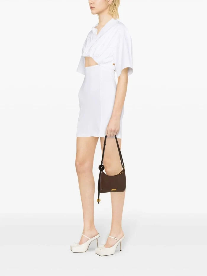 JACQUEMUS White La Robe Twist Front Cut-Out Bahia Mini Dress - House Of Huntington