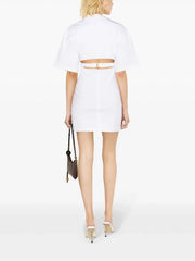 JACQUEMUS White La Robe Twist Front Cut-Out Bahia Mini Dress - House Of Huntington