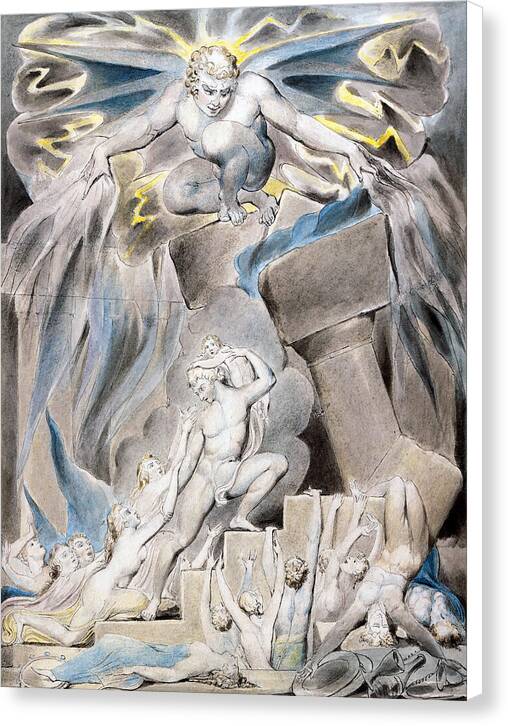 Job's Sons and Daughters Overwhelmed by Satan - Canvas Print
