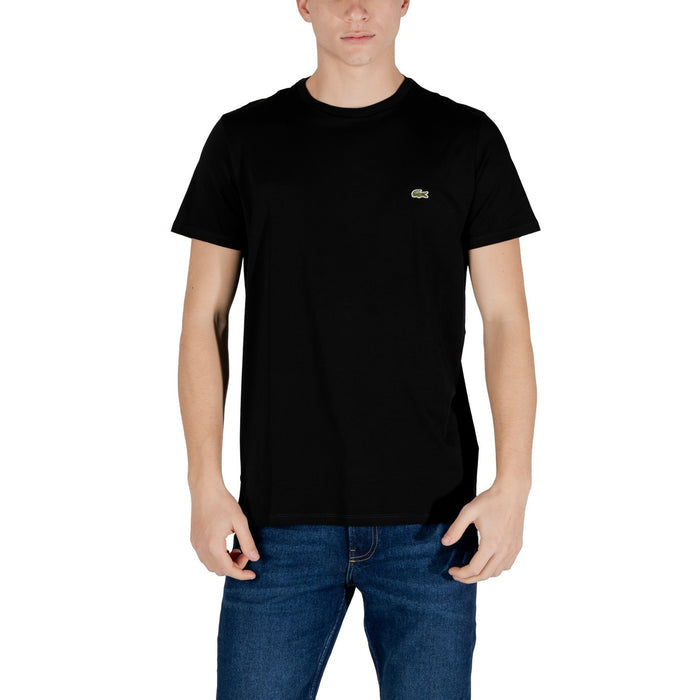 Image 4 : T-shirt Lacoste homme col rond vert, vue de face portée sur jean bleu foncé — Delvale