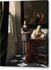 Lady writing a letter with her maid 5 - Canvas Print