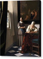 Lady writing a letter with her maid 5 - Canvas Print