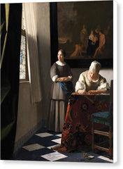 Lady writing a letter with her maid 5 - Canvas Print