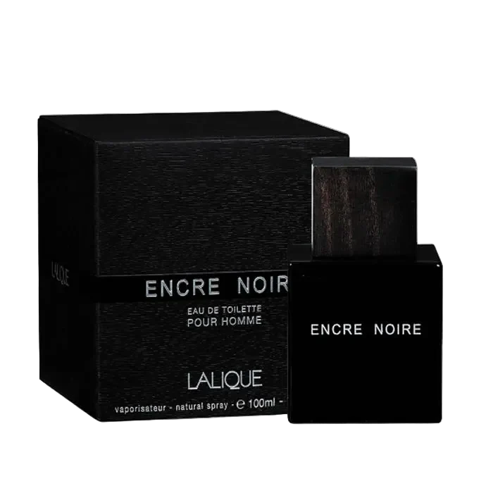 Lalique Encre Noire Eau de Toilette 100ml — flacon encrier verre sombre et coffret noir