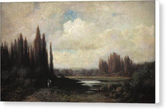 Landscape With A Rider By A Pond - Canvas Print