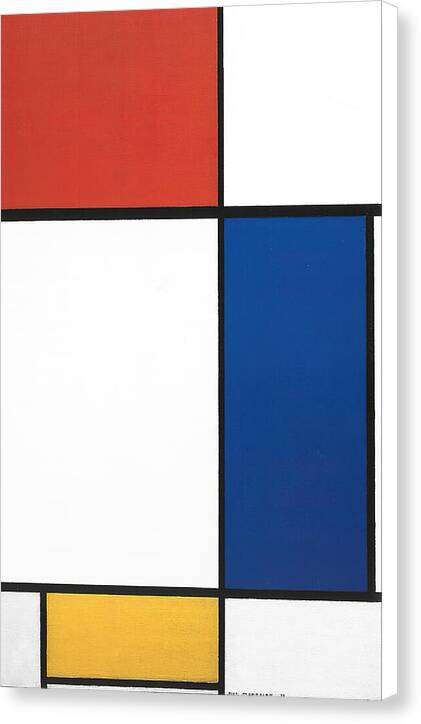 Large Composition with Red, Blue, and Yellow - Canvas Print