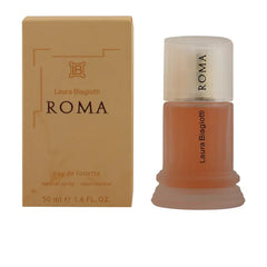 Laura Biagiotti Roma EDT femme 50ml flacon et coffret doré vue de face — Delvale