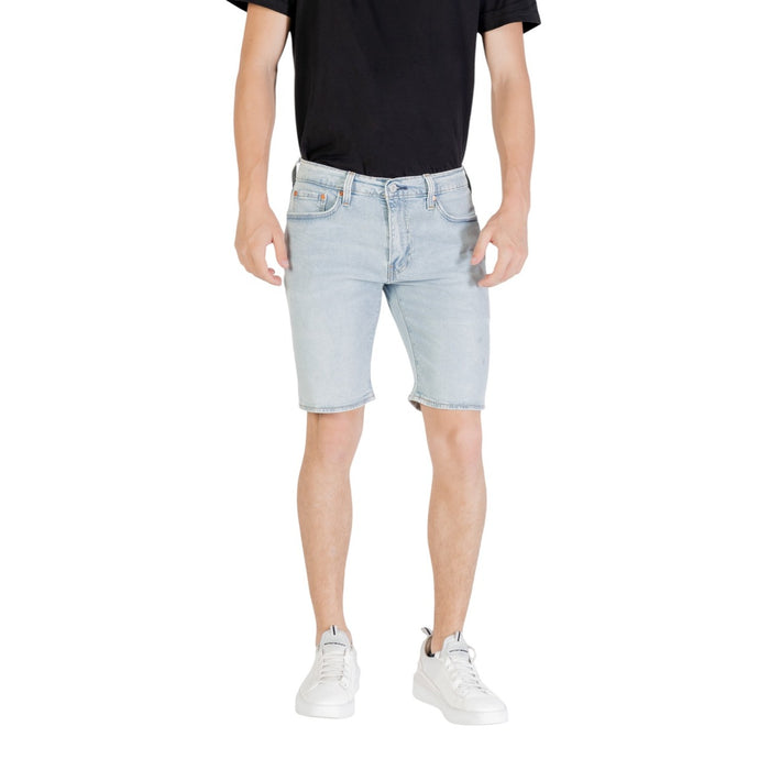 Levi's Bermuda Jean Homme Bleu Azur Clair Délavé Coupe Droite Vue Portée — Delvale