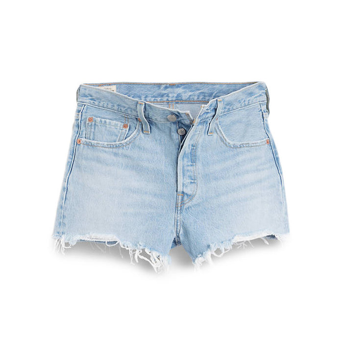 Image 1 : Short femme Levi's bleu azur en coton avec poches frontales et fermeture zip — Delvale