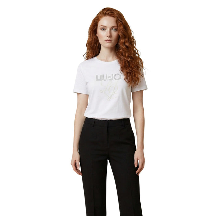 Image 7 : T-shirt Liu Jo crop femme kaki sequins argentés, look complet avec pantalon noir — Delvale