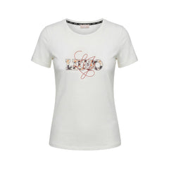 Image 2 : T-shirt Liu Jo femme beige avec logo fleuri sur la poitrine, encolure ronde et manches courtes — Delvale