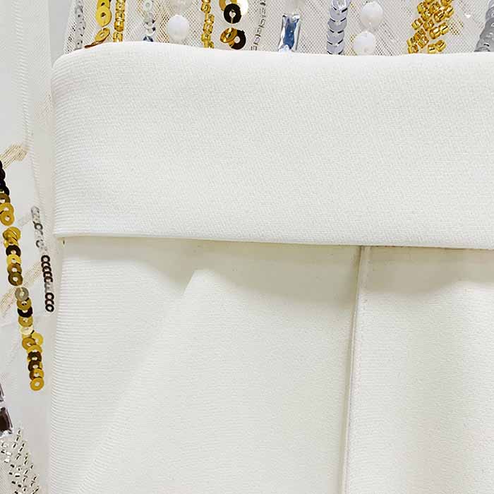 Long Sleeve Gold Sequin Jumpsuit One Piece Suit White Glitter Romper Party Jumpsuit