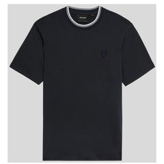 Image 3 : T-shirt Lyle & Scott homme bleu porté, style casual chic en coton — Delvale