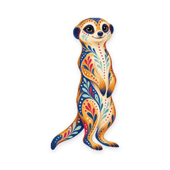 Meerkat folk art ornament O357 on white, laser-cut maple wood, made in USA