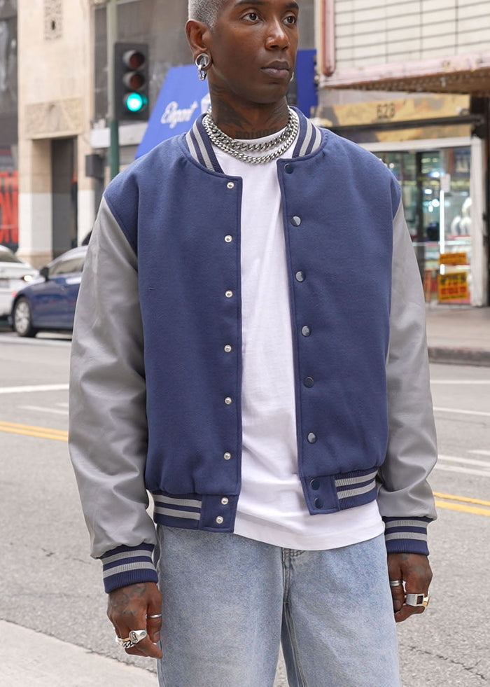 Men's Essential Melton Varsity Jacket Victorious