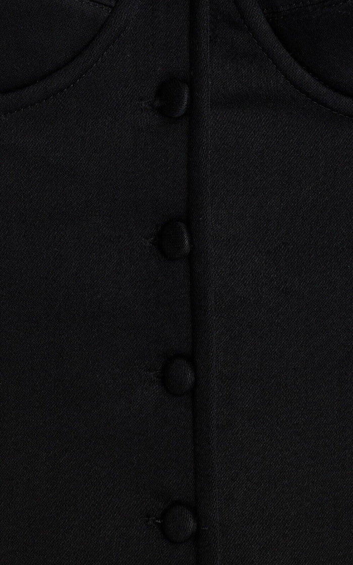 MIRROR PALAIS Black Bustier Button Sweetheart Neck Top - House Of Huntington